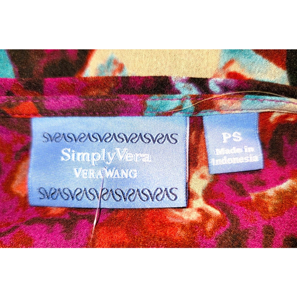 Simply Vera Vera Wang Semi-Sheer Watercolor Blouse - Size PS - Picture 7 of 9